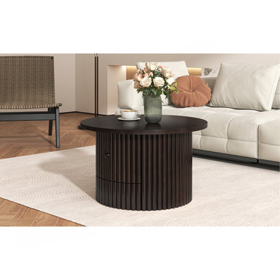 Table basse ronde avec tiroir de rangement
