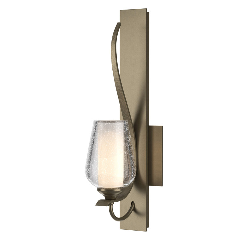 Flora 1 - Light Dimmable Armed Sconce, Soft Gold, Seeded Clear/Opal White