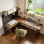 Bureau en bois massif brun et noir en forme de L-2052285623-2052285610
