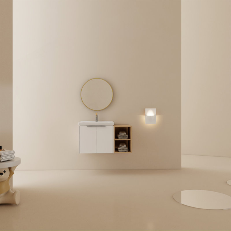 Meuble-lavabo de 36 po avec portes à fermeture en douceur, lavabo et petites tablettes de rangement pour une organisation efficace