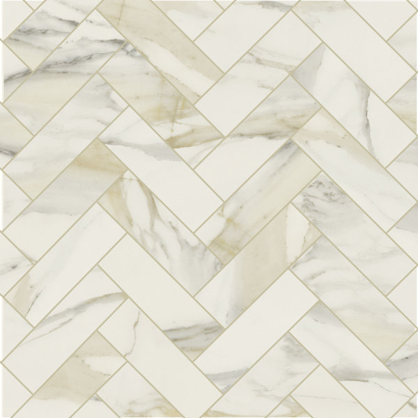 Tuscany Marble 2x6 Herringbone Matte Calacatta Gold