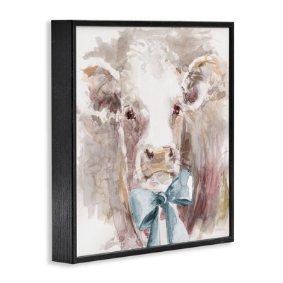 Vache douce et abstraite, giclée encadrée, design par Carol Robinson