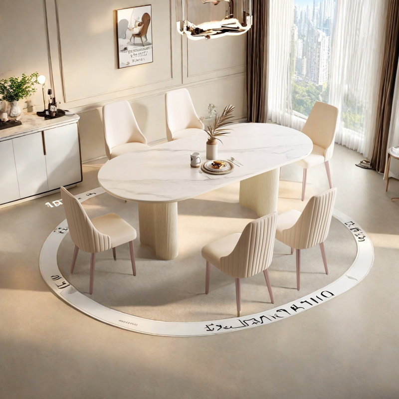 Table de salle à manger Thick, Blanc, H 29,5 po x L 62,9 po x l 31,4 po