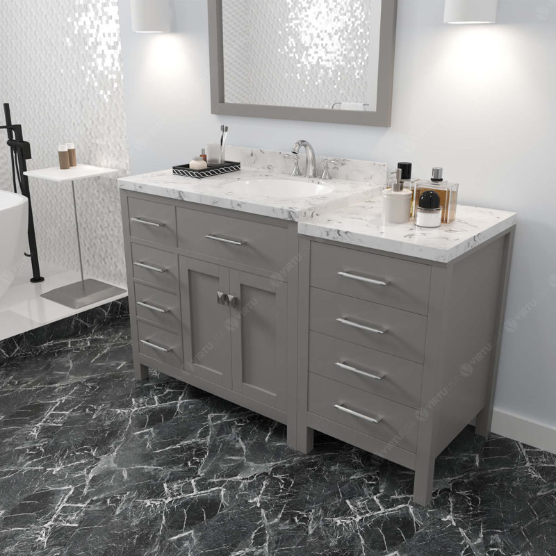 Ensemble de meuble-lavabo simple 57 po Itia, gris, Carrée