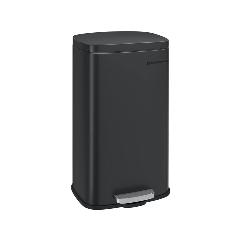 Stainless Steel Step On Kitchen Rubbish Bin - 7.93 L, Black