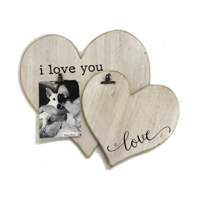Double Heart Wood Wall Memo Board