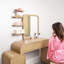  Ensemble de coiffeuse en bois de pin cannelé avec tabouret et tablettes flottantes