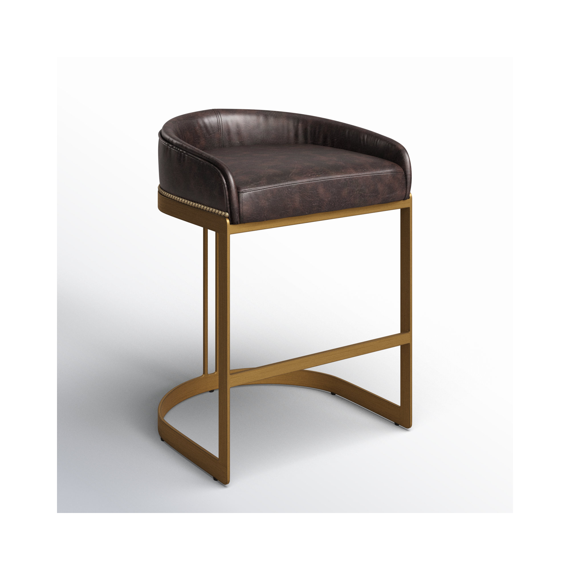 Bradley Genuine Leather Bar & Counter Stool, Black, Counter Stool (24.75" Seat Height)
