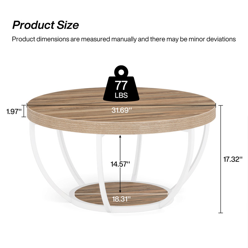 Floor Shelf Coffee Table, Beige, White