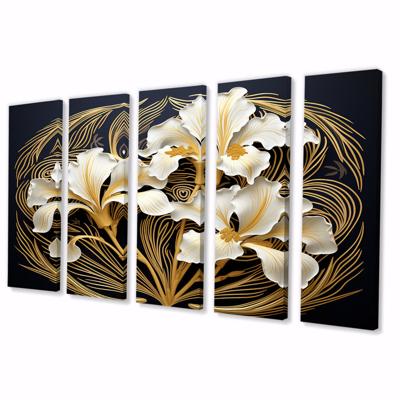 Ballentine - iris, art mural 5 pièces, H 28 po x l 60 po