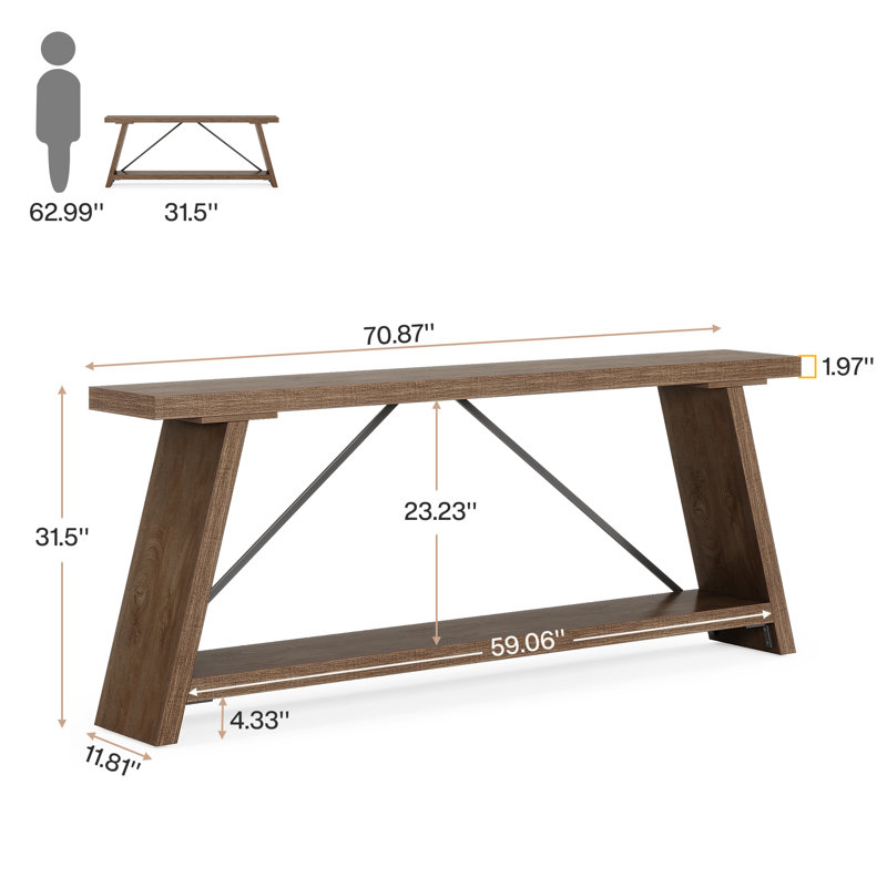 Clavel 70.87'' Console Table, Natural Brown