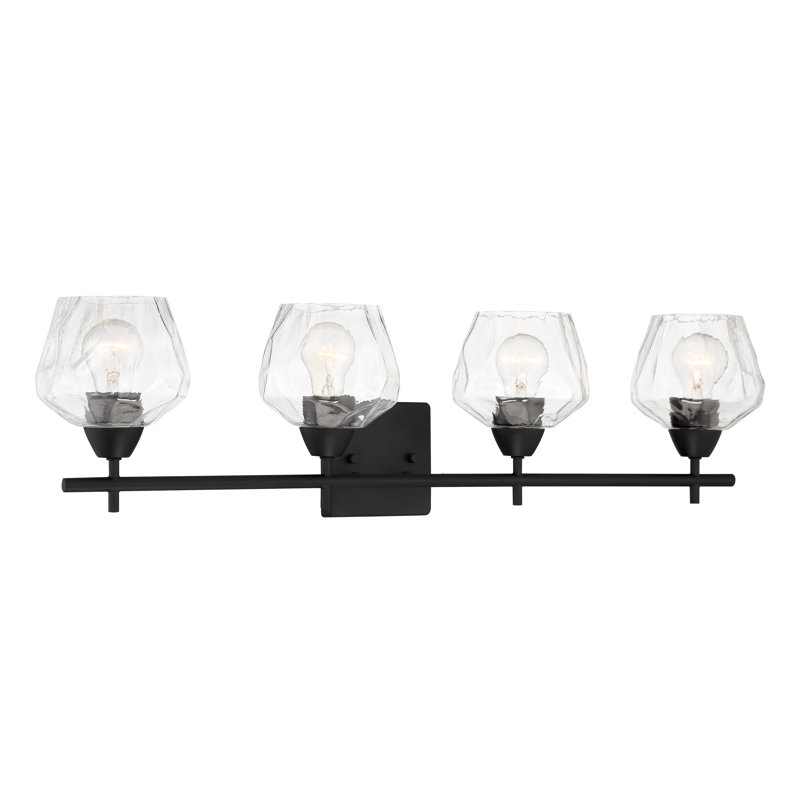 Nickel brossé Highland Dunes Muro avec lumière de meuble-lavabo opale gravée, Transparent, Charbon