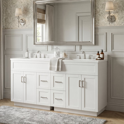 60-Inch Modern Double Vanity Cabinet With Integrated Resin Sink Top, Large Storage Vanity With 4 Hidden Soft-Close Drawers & Adjustable Shelves