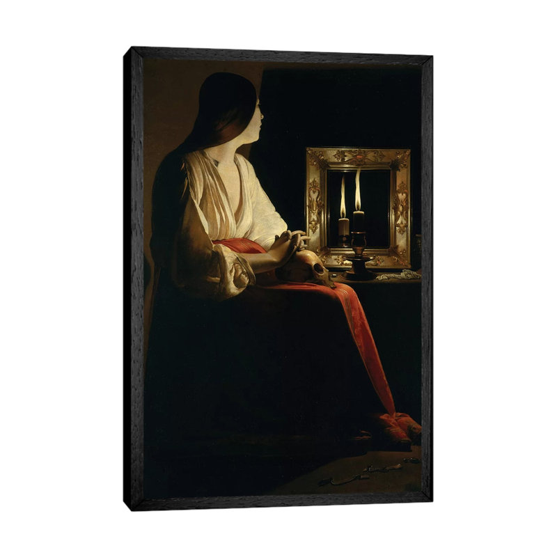The Penitent Magdalen, C.1640 by Georges De La Tour - Painting on Canvas, Black Framed, 101.6cm H x 66.04cm W x 3.81cm D