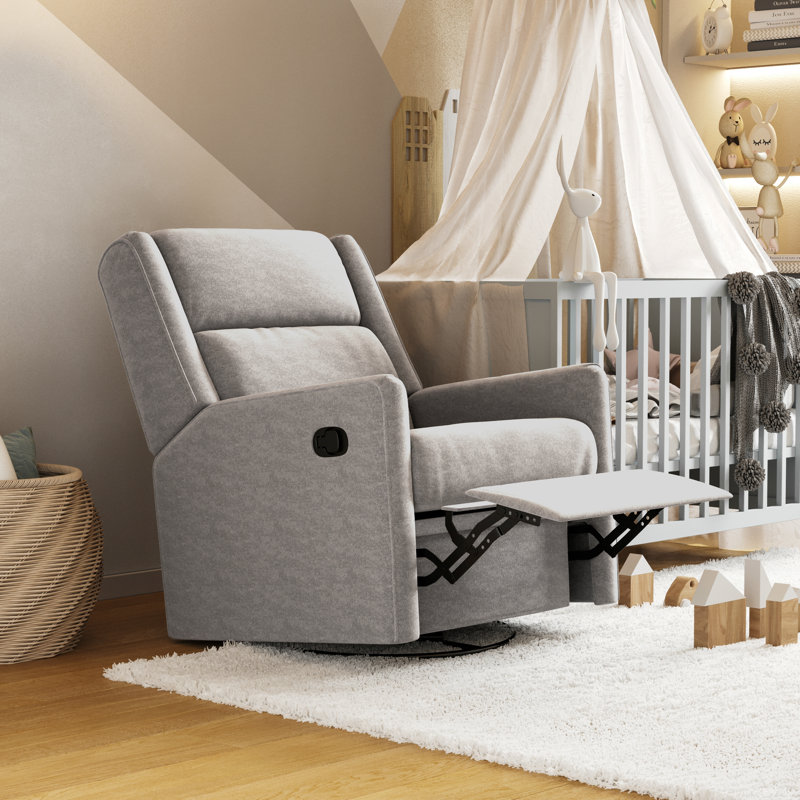Costelli 28.75" Wide Manual Rocking Recliner Chair with 360° Swivel and Gliding Motion, Light Gray
