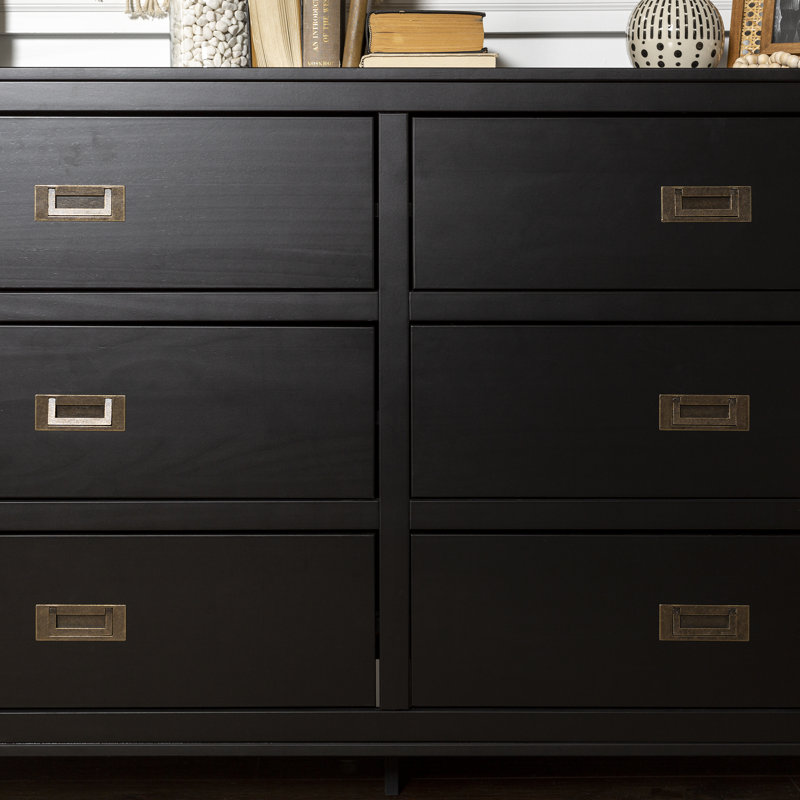 Commode double l 6 tiroirs Hivernage, Noir
