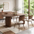 Ensemble de table de salle à manger à piédestal moderne 5 pièces avec 4 chaises rembourrées en rotin