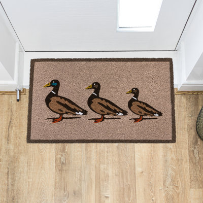 Latex Backed Eco-Friendly Coir Doormat Ducks - 45x75cm approx.