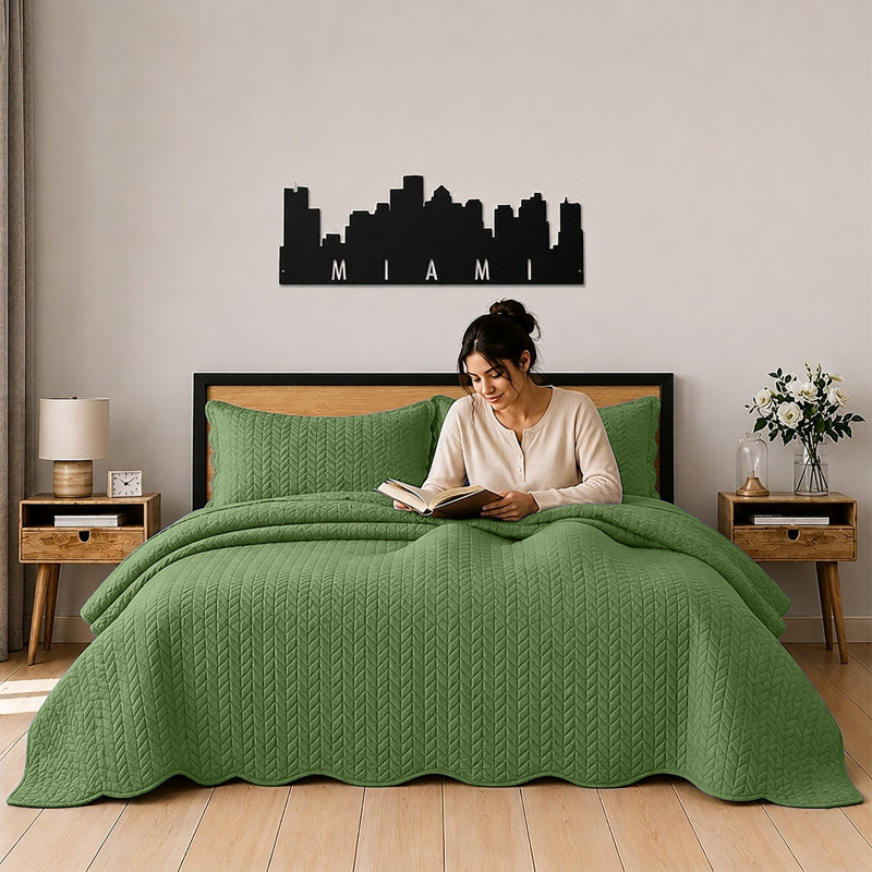 Ensemble de couvre-lit surdimensionné en microfibre estampé - Literie réversible légère et respirante avec taies décoratives