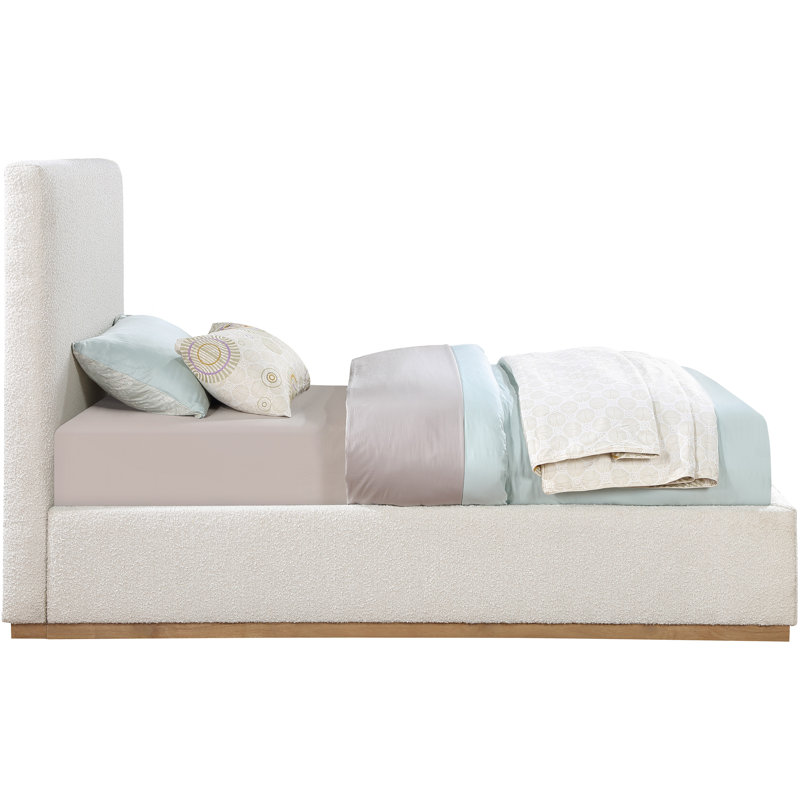 Monaco Piero Boucle Fabric Bed, Cream Boucle Fabric, Twin
