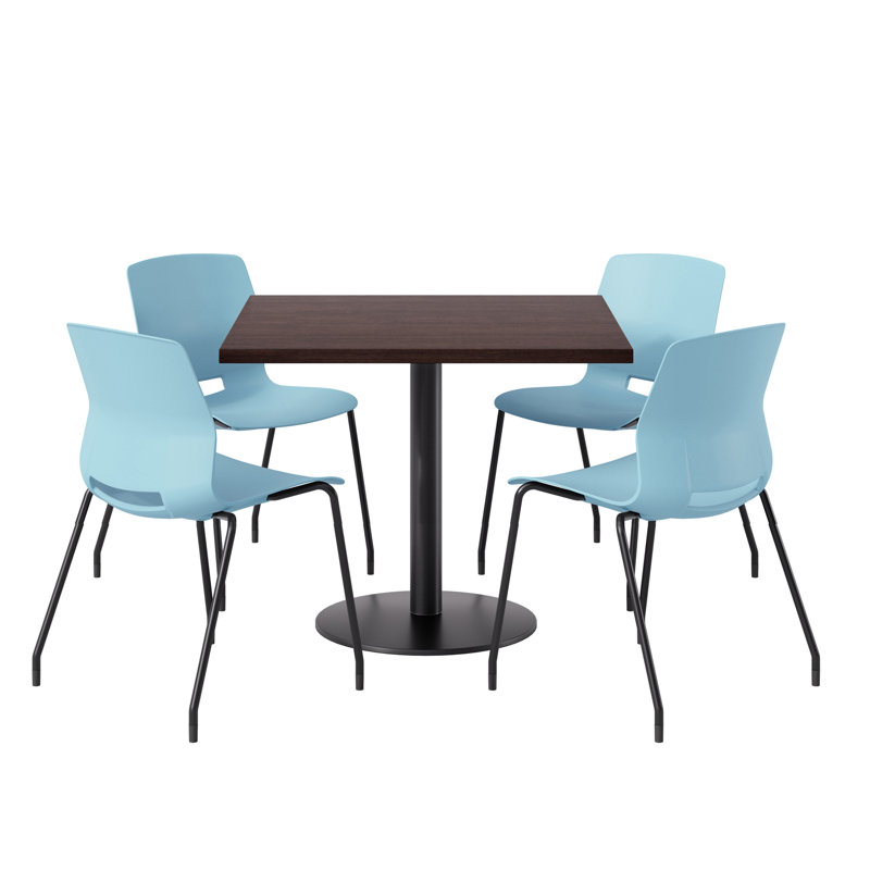 Ensemble repas pour 4 personnes à hauteur de bar, H 41 po x L 42 po x l 42 po, Bleu et noir, Espresso