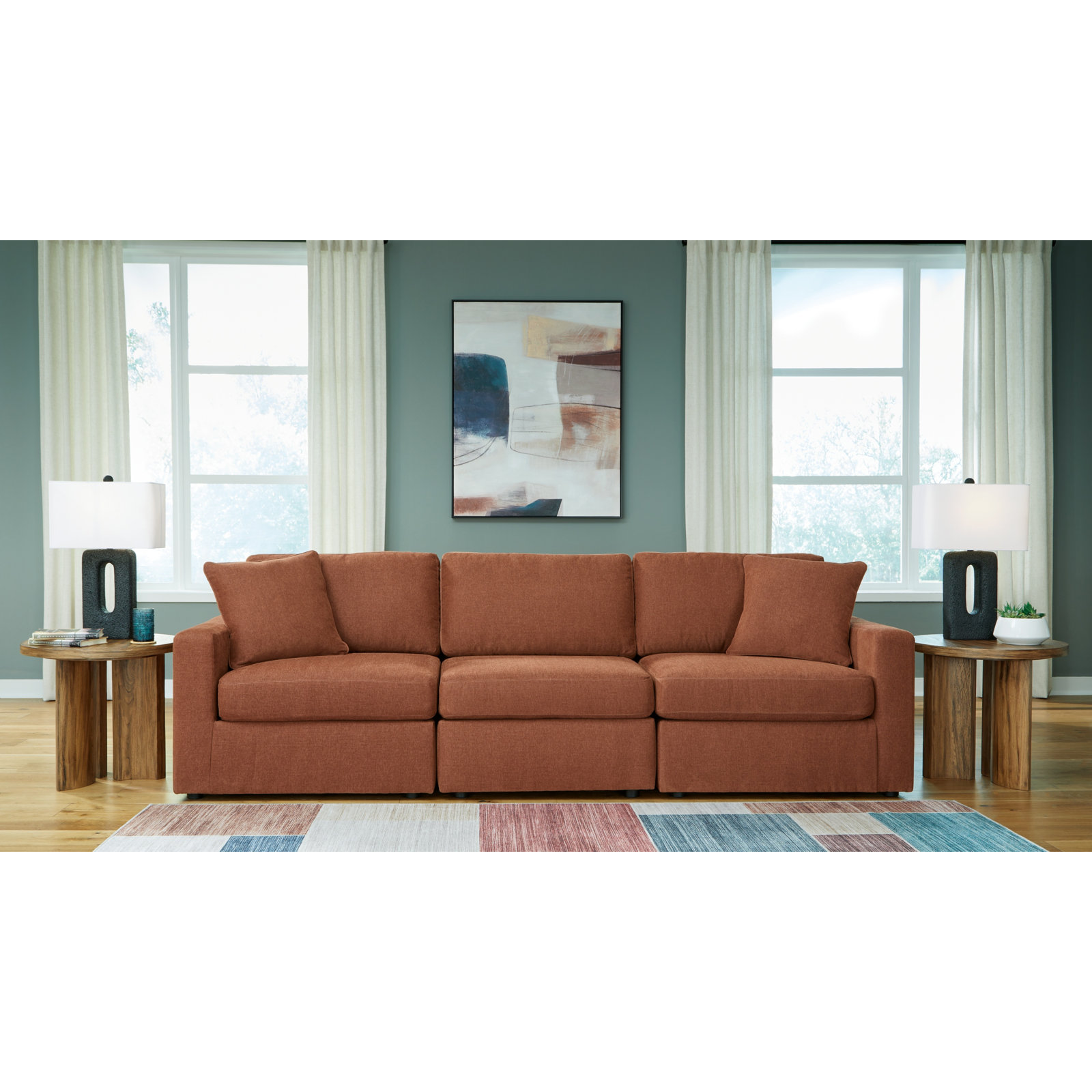 Bulwell Sofa, Brown, 36" H x 108" W x 37"D, 3