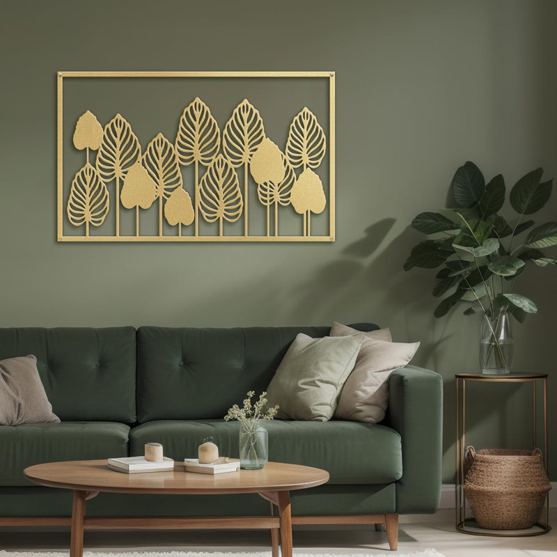 Wall Decor Metal, 15" H x 30" W x 0.05" D, Gold
