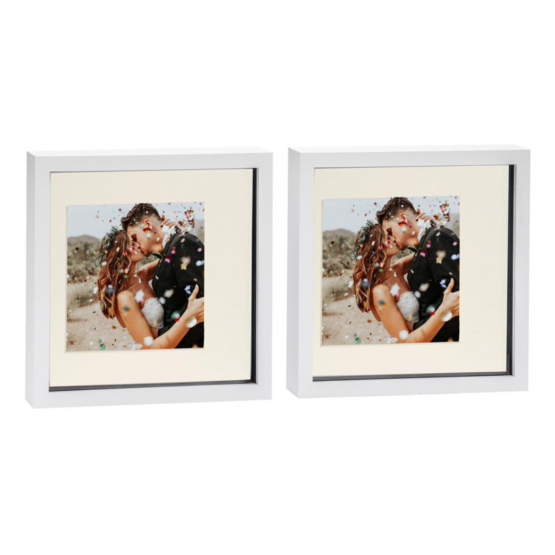 Nicola Spring - 3D Box Photo Frames, 27.5cm H x 27.5cm W x 3.5cm D, White/Ivory