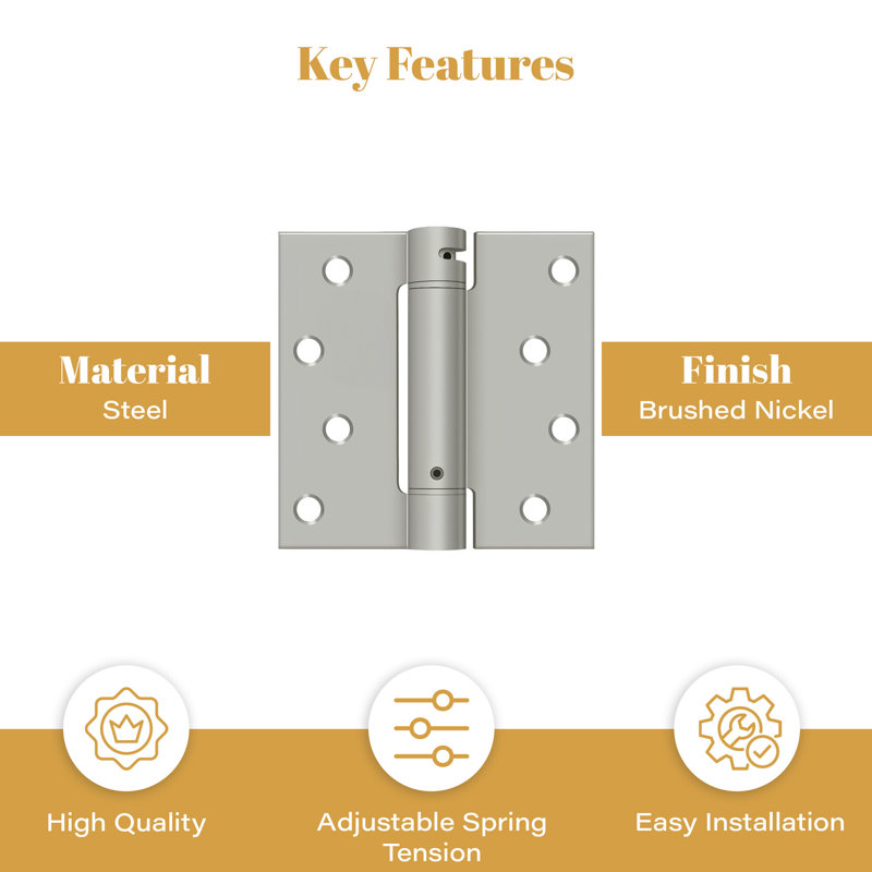 64'' x 64'' Steel Surface Mount Hinge, Brushed Nickel