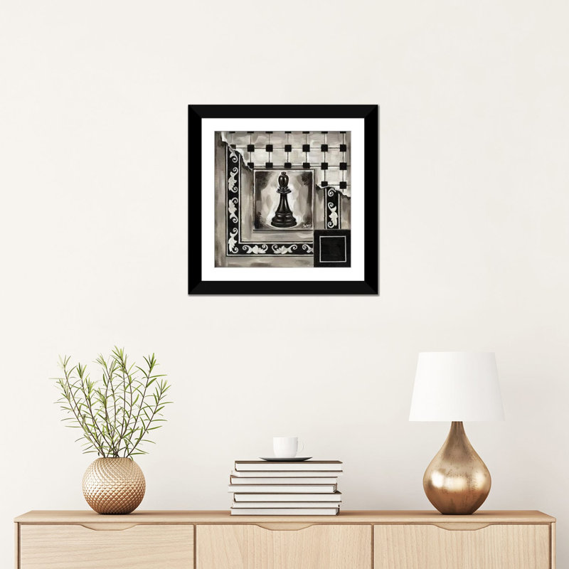 « chess ii », impression sur toile, H 24 po x l 24 po x P 1 po, Papier d'art encadré noir, Blanc