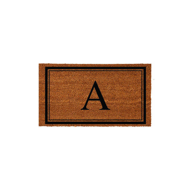 Niarcos 28" x 16" Non-Slip Monogram Coir Outdoor Door Mat, A