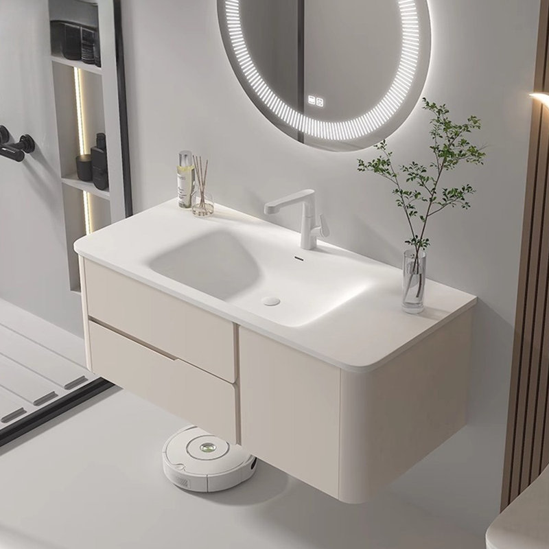 Armoire de salle de bain française de style crème minimaliste