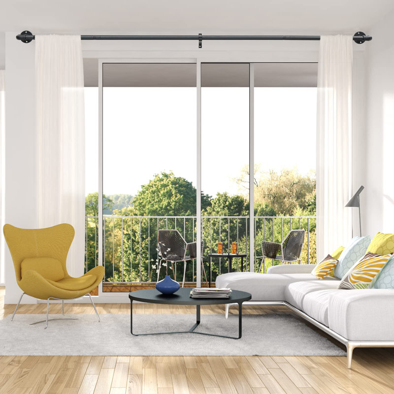 Ammiel Matte Black Adjustable 74cm to Double Curtain Pole, 74cm - 236cm