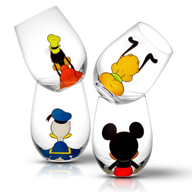 Disney Mickey Mouse Christmas Wreath Stemless Wine Glass | Holds 20 Ounces