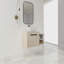 Meuble-lavabo flottant de 36 po au design moderne avec lavabo d'art en céramique, dalle de pierre plate blanche et petites tablettes de rangement, porte à fermeture douce