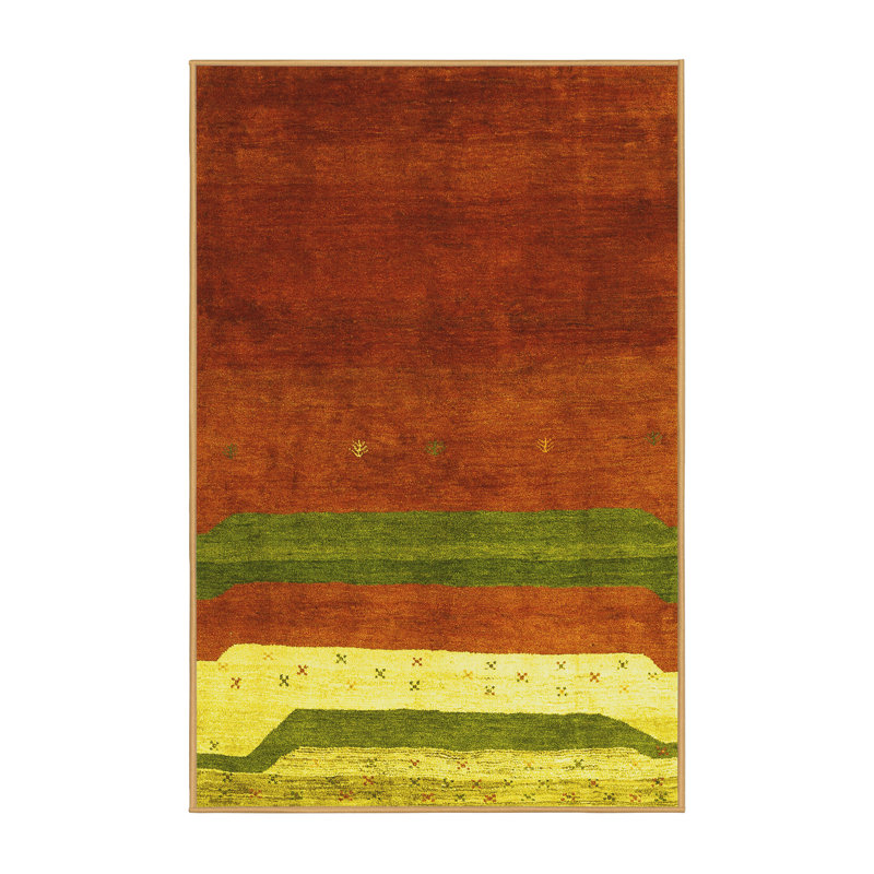 Tapis contemporains jaunes lavables à la machine 2795, Tapis de couloir 2 pi x 5 pi