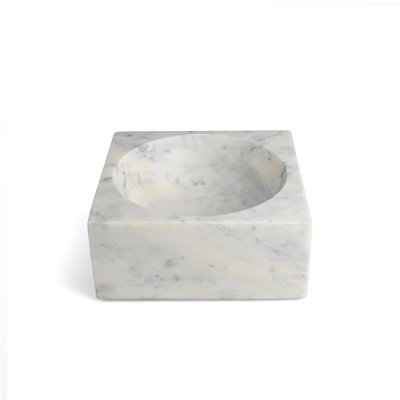 Bol concave carré en marbre blanc