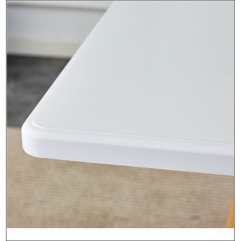 Plateau de table imitation marbre blanc fritté avec pieds en bois d'hévéa, bureau d'ordinateur pliable, Blanc