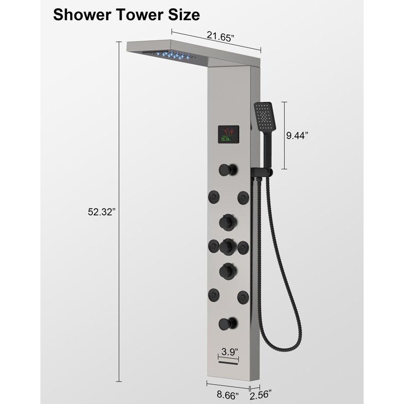 57,99 Panneau de douche avec, Noir / nickel