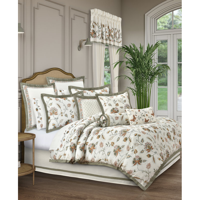 Athena Queen Brown Microfiber Embroidered Bedspread Set