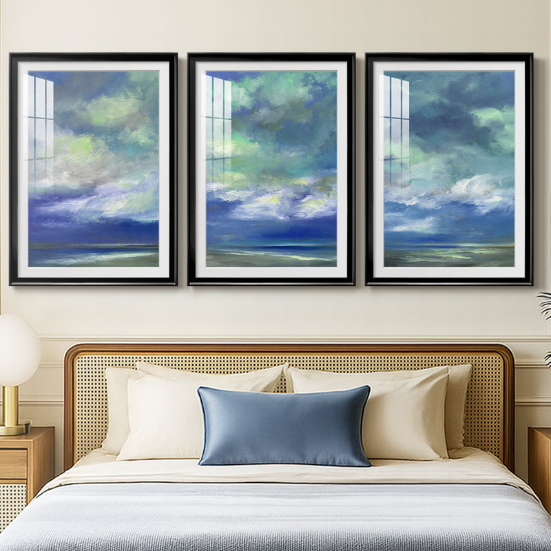 Island Dusk - reproduction sur mesure encadrée de qualité supérieure - 3 pièces, Noir, H 21 po x l 30 po