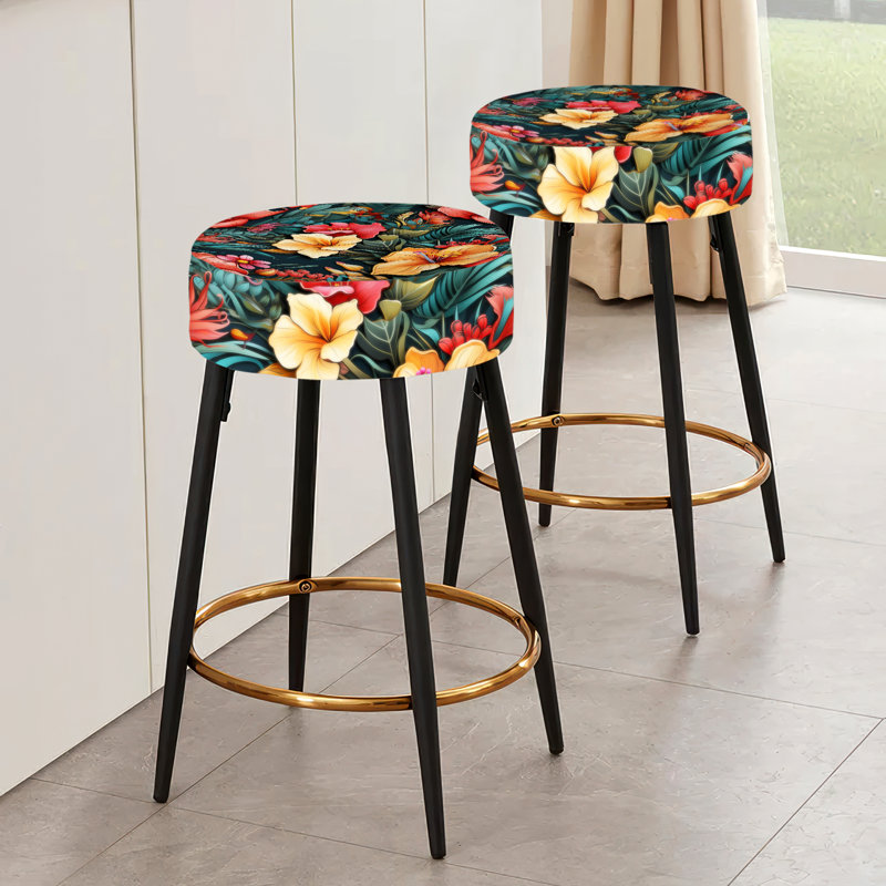 Ensemble de 2 tabourets tropicaux à motif tropical - motif tropical