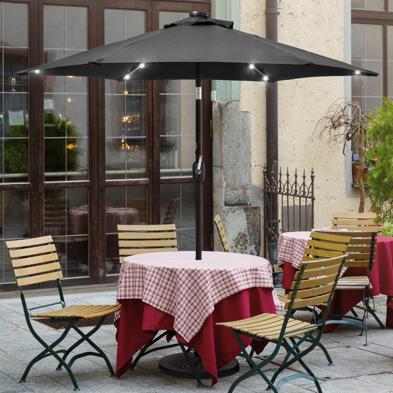 Parasol de marché éclairé 90 po Kanila, Noir, noir, noir, noir