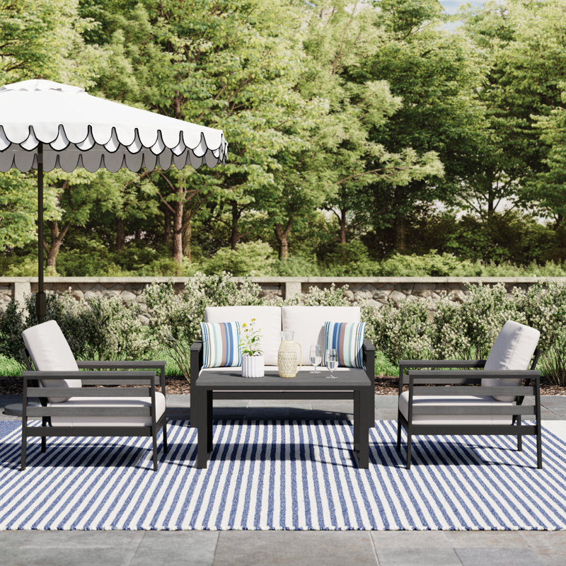 Townsend 6 - Person Patio Conversation Set with Cushions, Sunbrella Canvas Natural