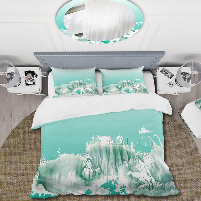 Aquamarine Landscape - Ensemble de housse de couette traditionnel - Microfibre de polyester