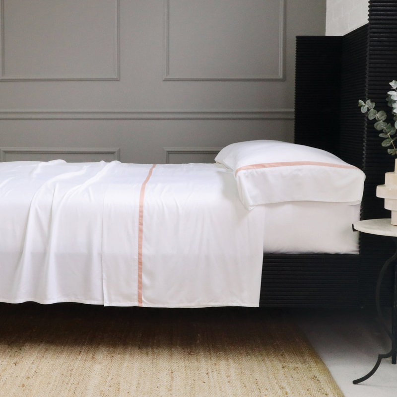 Taie d'oreiller Langston, Standard, Blanc / rose