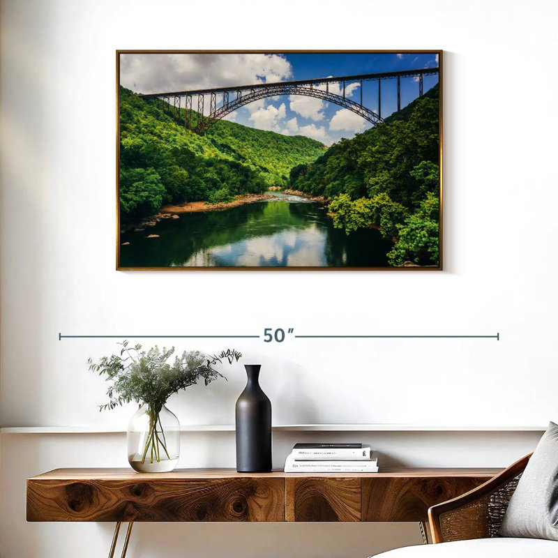Pont New River Gorge, Cadre flottant doré, 37 po x 25 po
