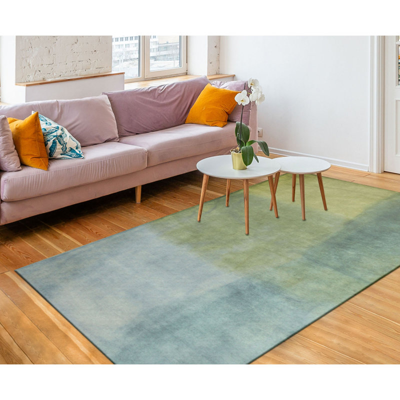 Tapis bleu en laine touffeté à la main Mullican, Rectangle 8 pi 3 po x 11 pi 6 po