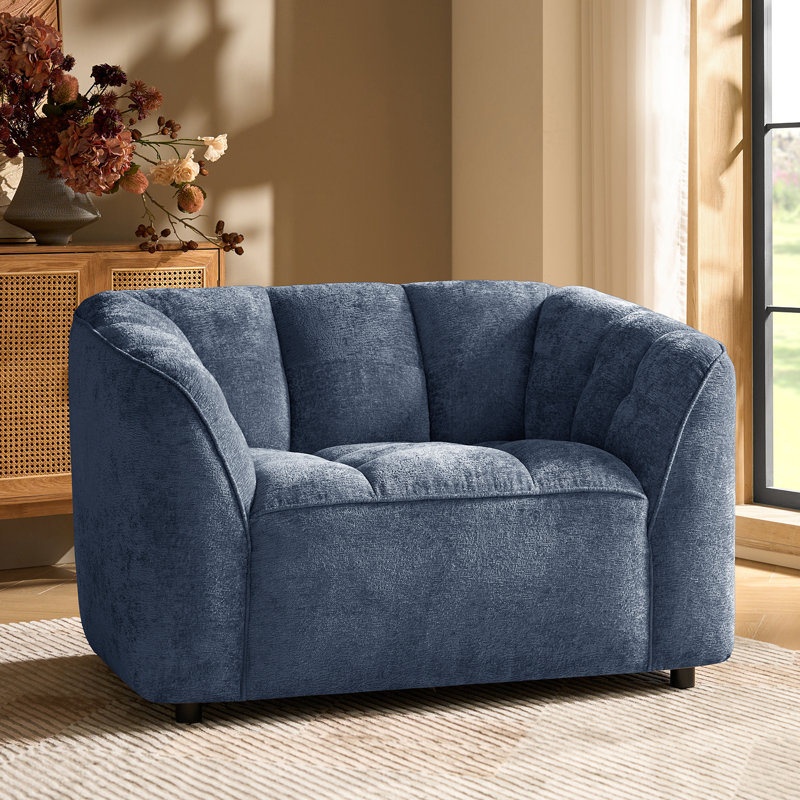 Fauteuil surdimensionné moderne rembourré Hulda, Marine