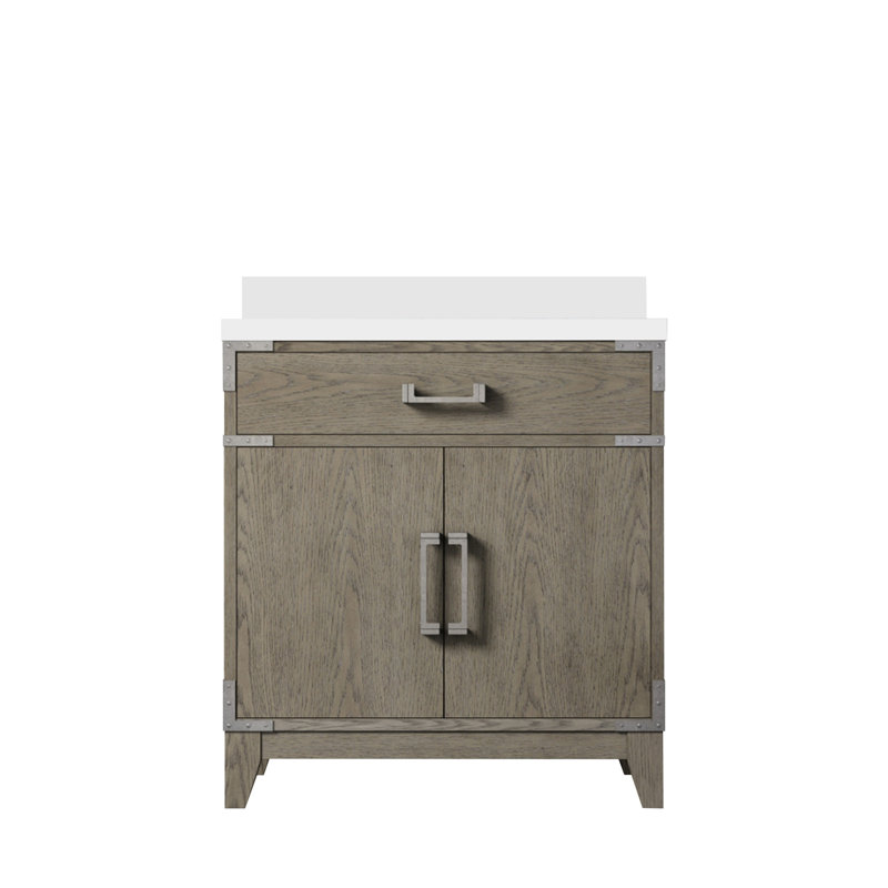 Meuble-lavabo simple avec plateau en marbre de culture, Blanc